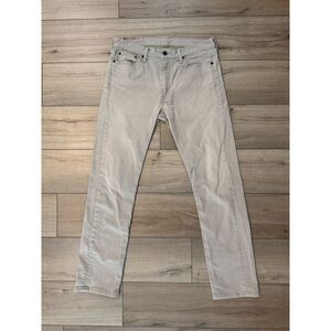 Levis 513 Slim Straight Jeans Men’s 32 X 32 Beige Cotton Blend Button